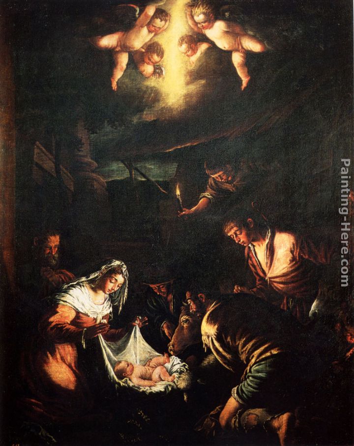 The Adoration Of The Shepherds painting - Jacopo Bassano The Adoration Of The Shepherds art painting